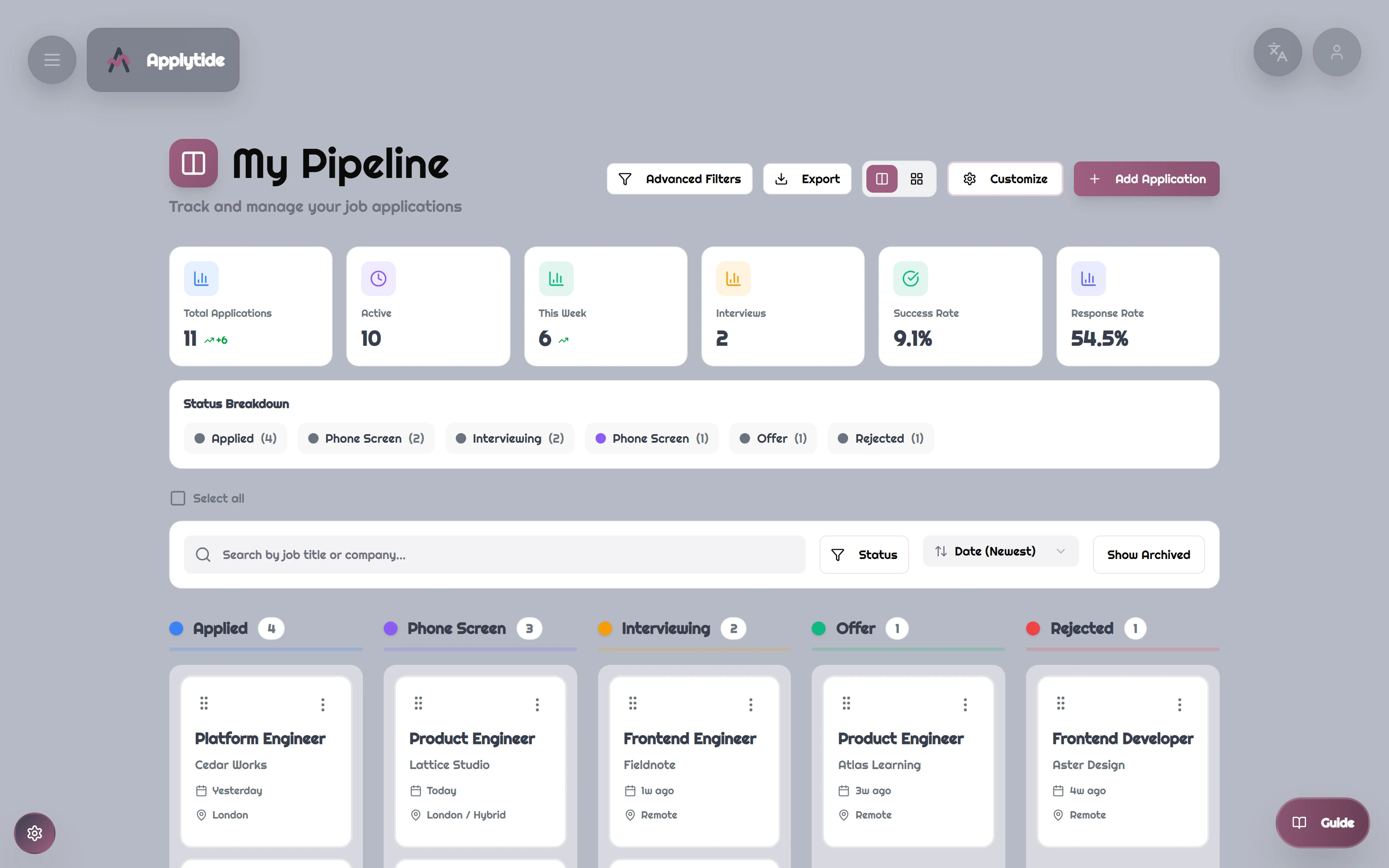 Applytide: From application to interview