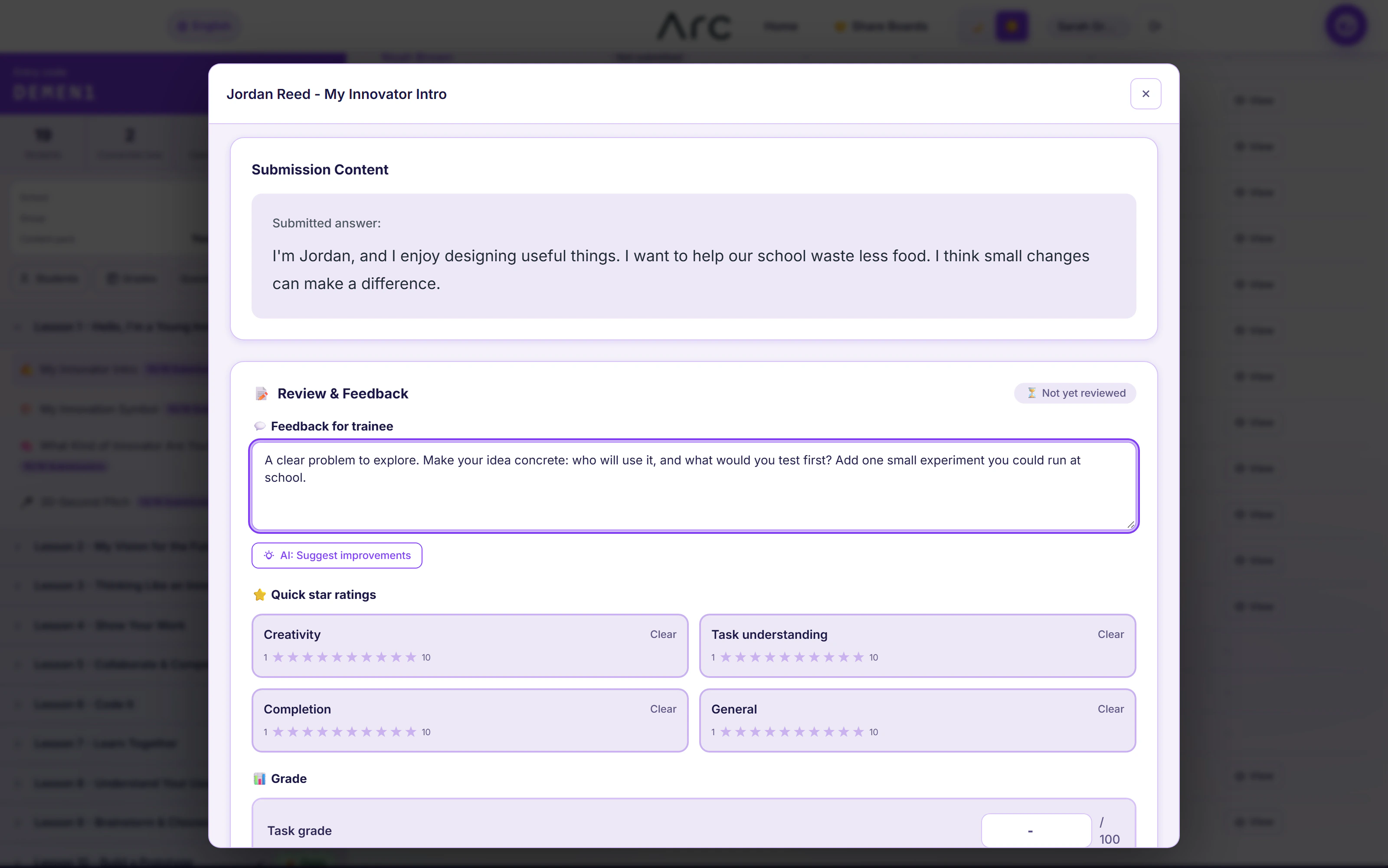 Arc: Feedback beside the original work