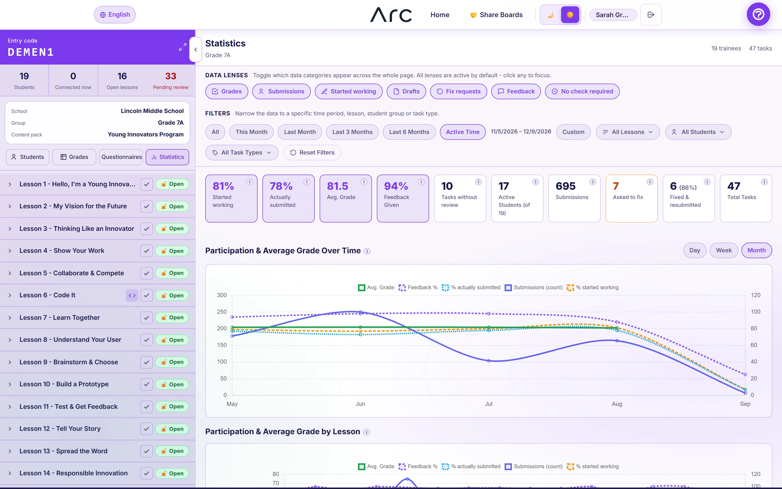 Arc: Learning activity with multiple perspectives
