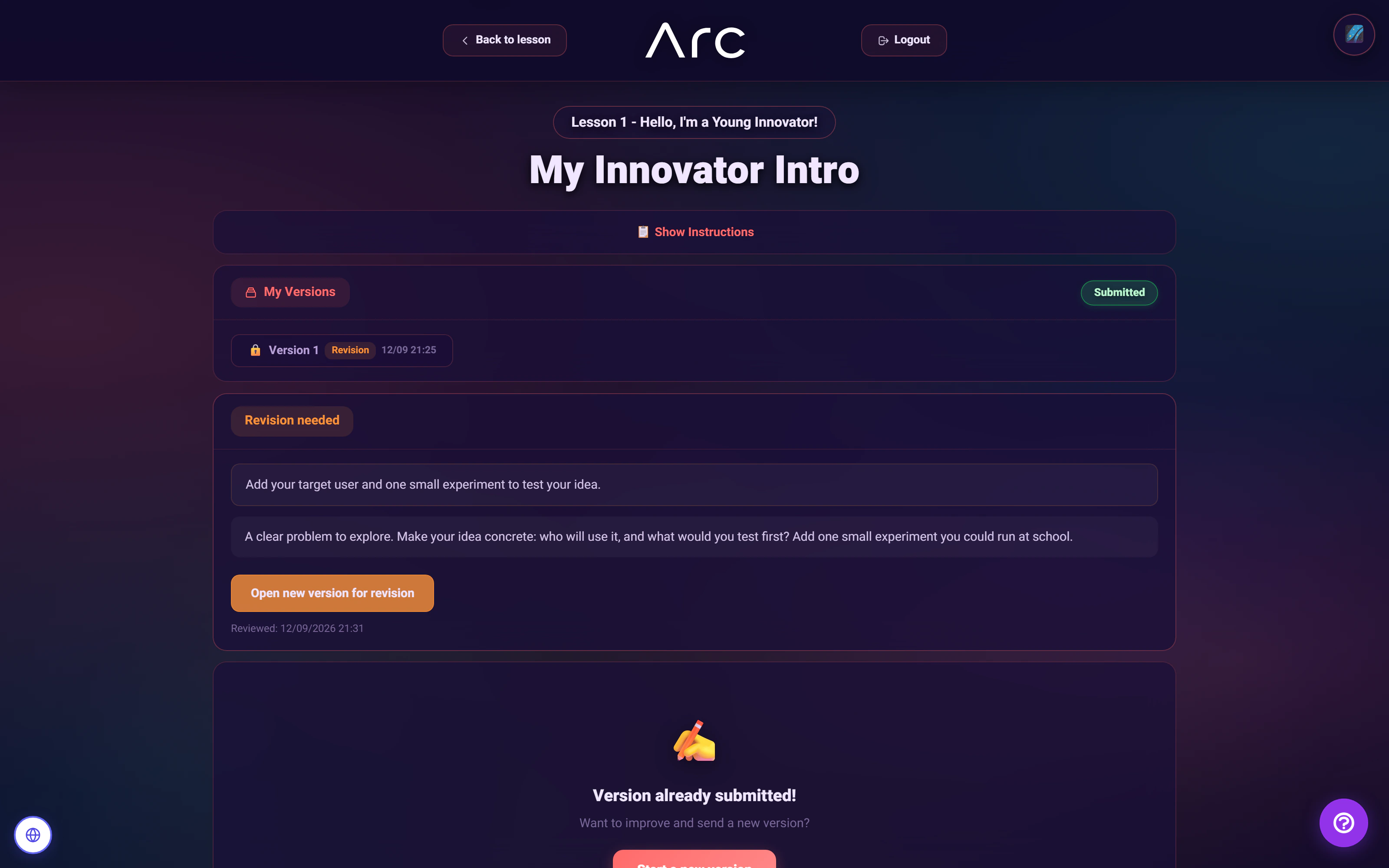 Arc: A clear reason to try again
