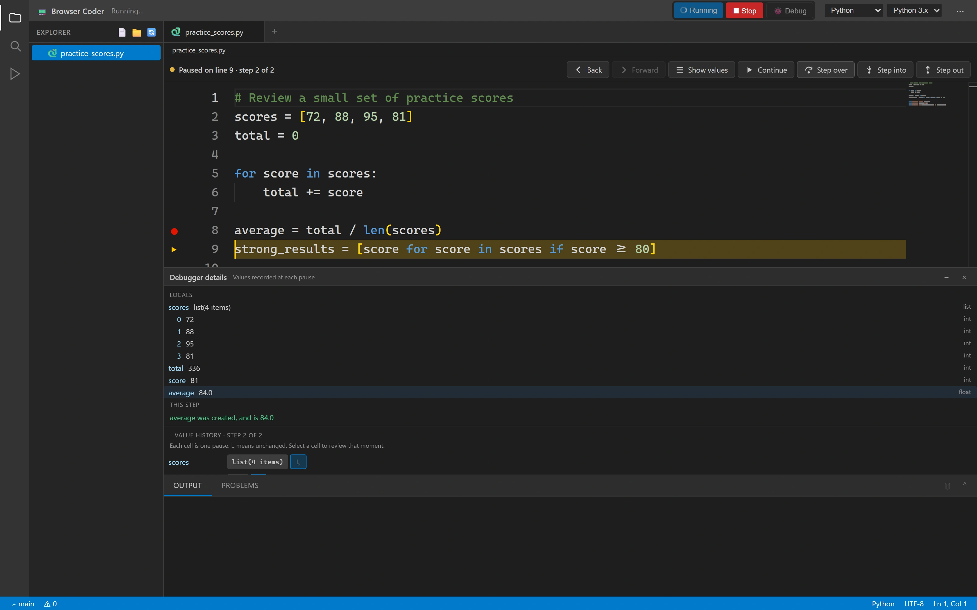 Browser Coder: Connect a line to a value