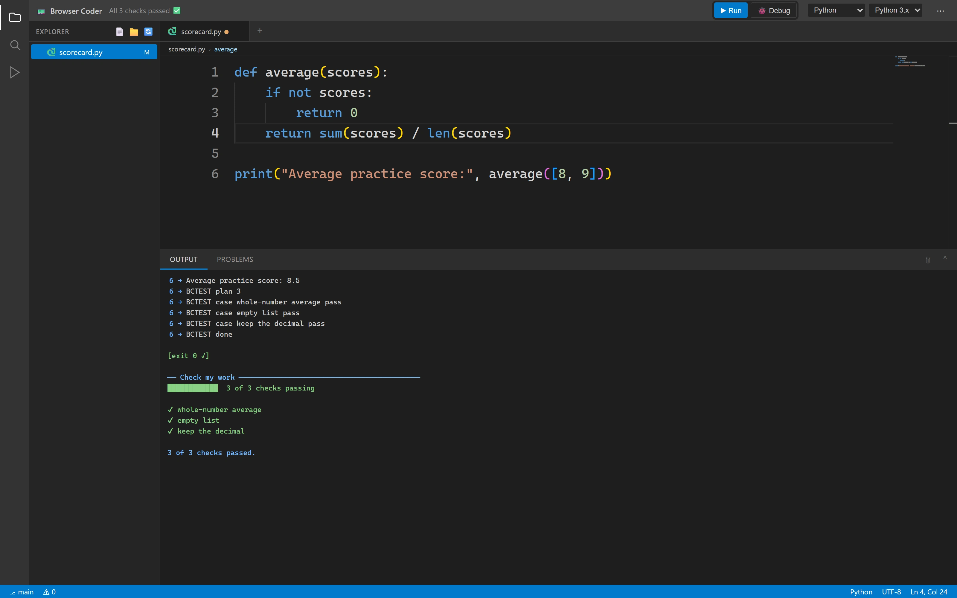 Browser Coder: detail of The same checks. A better result.