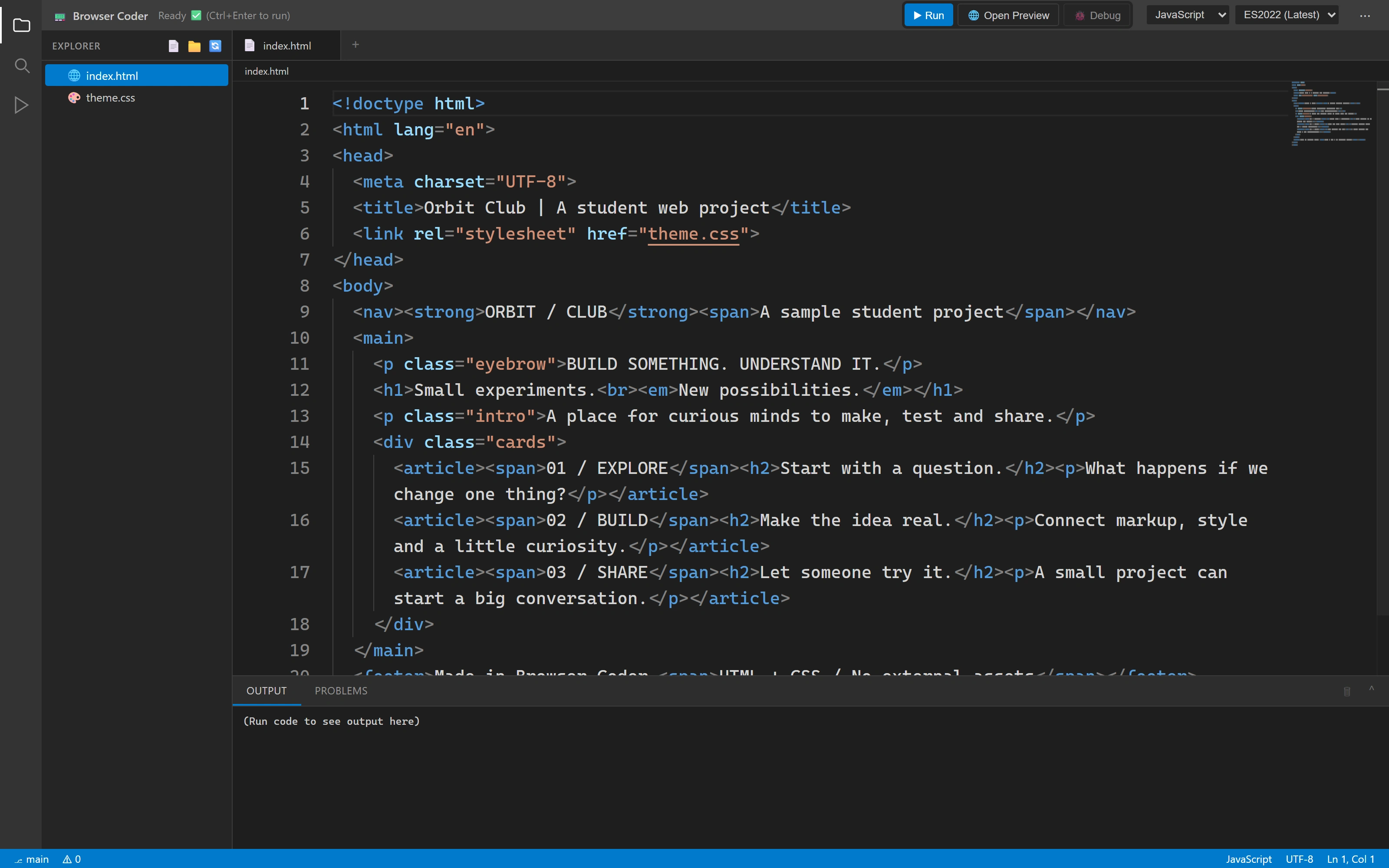 Browser Coder: detail of A link carries the context